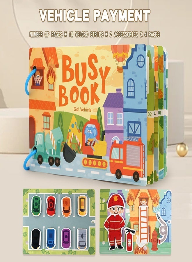 MTL Montessori Busy Book for Babies – Early Learning Quiet Book Educational Matching Toy for Kids (Vehicle) - Image 2